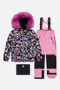 Two Piece Play Snowsuit Black Heart Print With Pink Pants-0