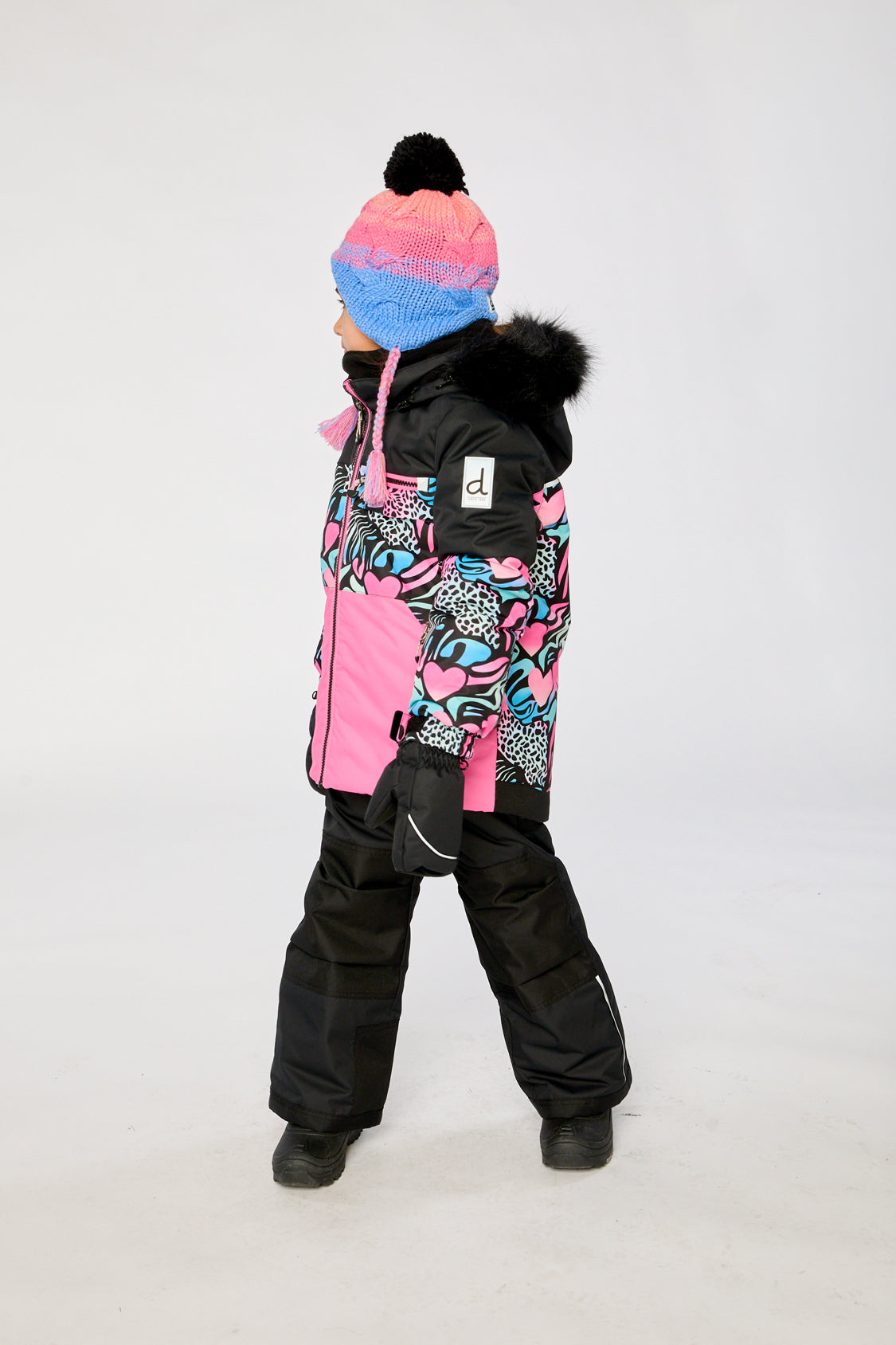 Two Piece Play Snowsuit Black Zebra Print With Black Pants-2