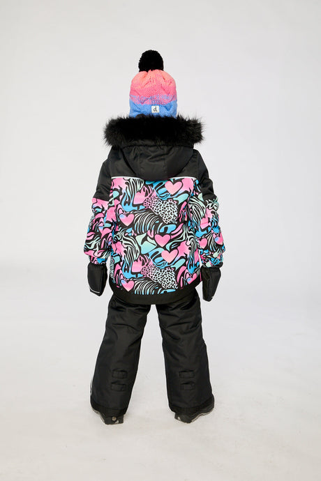 Two Piece Play Snowsuit Black Zebra Print With Black Pants-3