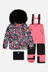 Two Piece Play Snowsuit Black Zebra Print With Pink Pants-0