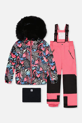 Two Piece Play Snowsuit Black Zebra Print With Pink Pants-0