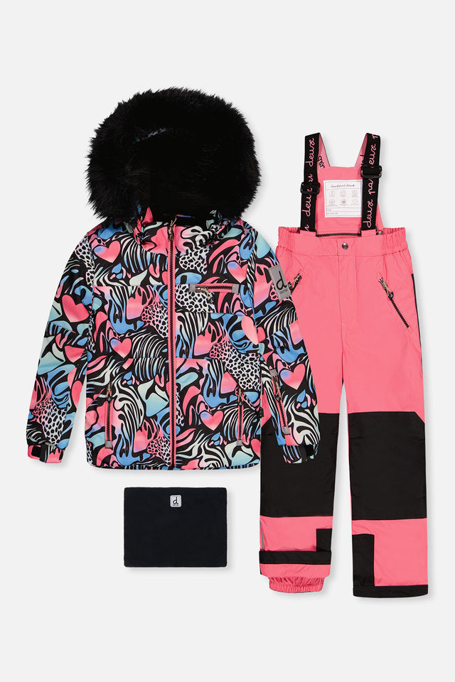 Two Piece Play Snowsuit Black Zebra Print With Pink Pants-0
