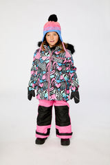 Two Piece Play Snowsuit Black Zebra Print With Pink Pants-1