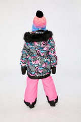 Two Piece Play Snowsuit Black Zebra Print With Pink Pants-3
