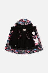 Deux par Deux girls' PLAY snowsuit, black zebra-print jacket with pink pants, additional angle