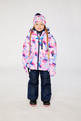 Two Piece Play Snowsuit Mauve Watercolor Floral Print With Navy Pants-3