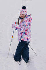 Two Piece Play Snowsuit Mauve Watercolor Floral Print With Navy Pants-1
