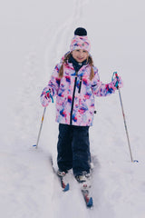 Two Piece Play Snowsuit Mauve Watercolor Floral Print With Navy Pants-2