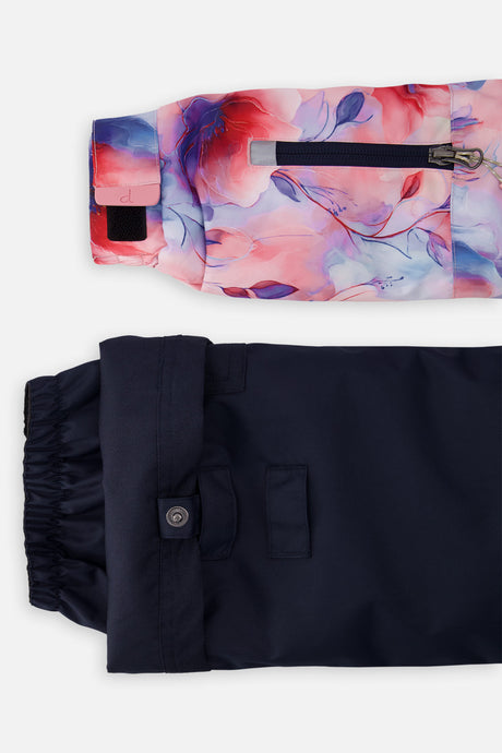 Deux par Deux PLAY mauve floral and navy snowsuit, alternate view 10