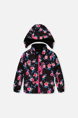 Two Piece Play Snowsuit Black Rose Print With Pink Pants-4