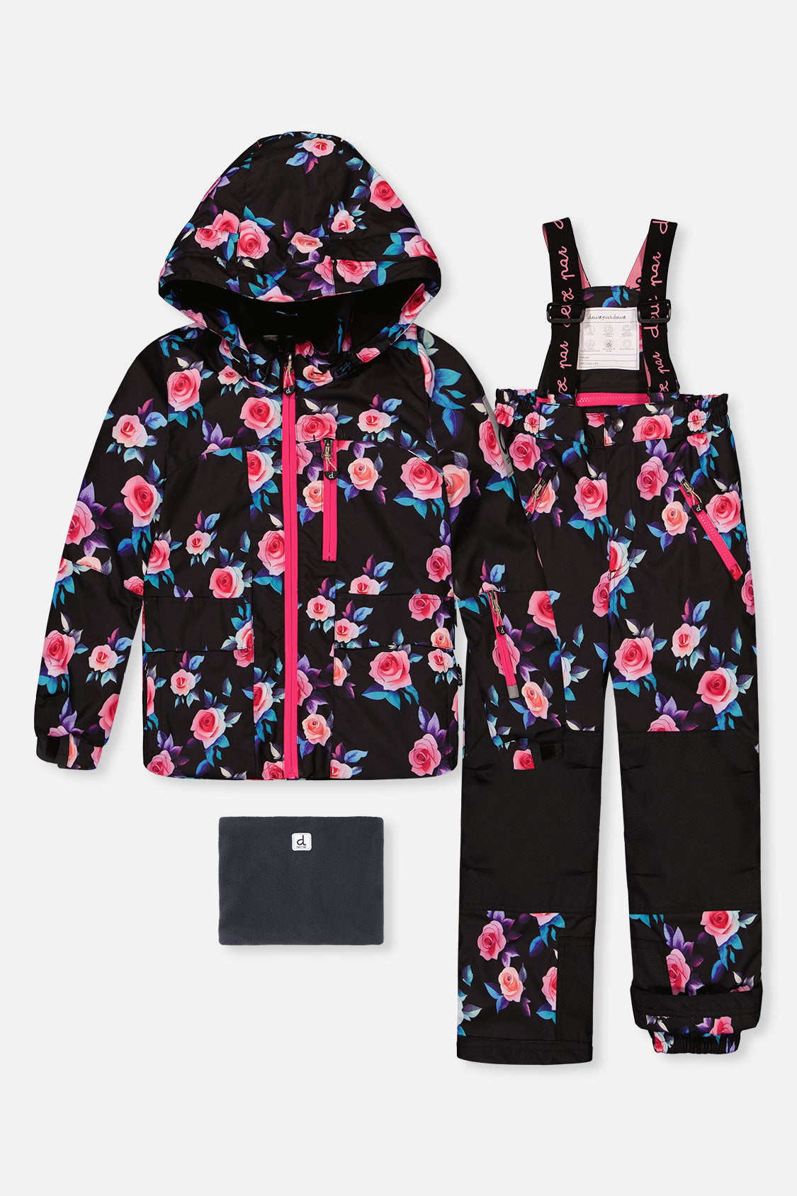 Two Piece Play Snowsuit Black Rose Print-0