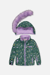 Two Piece Play Snowsuit Green Mini Flower Print-4