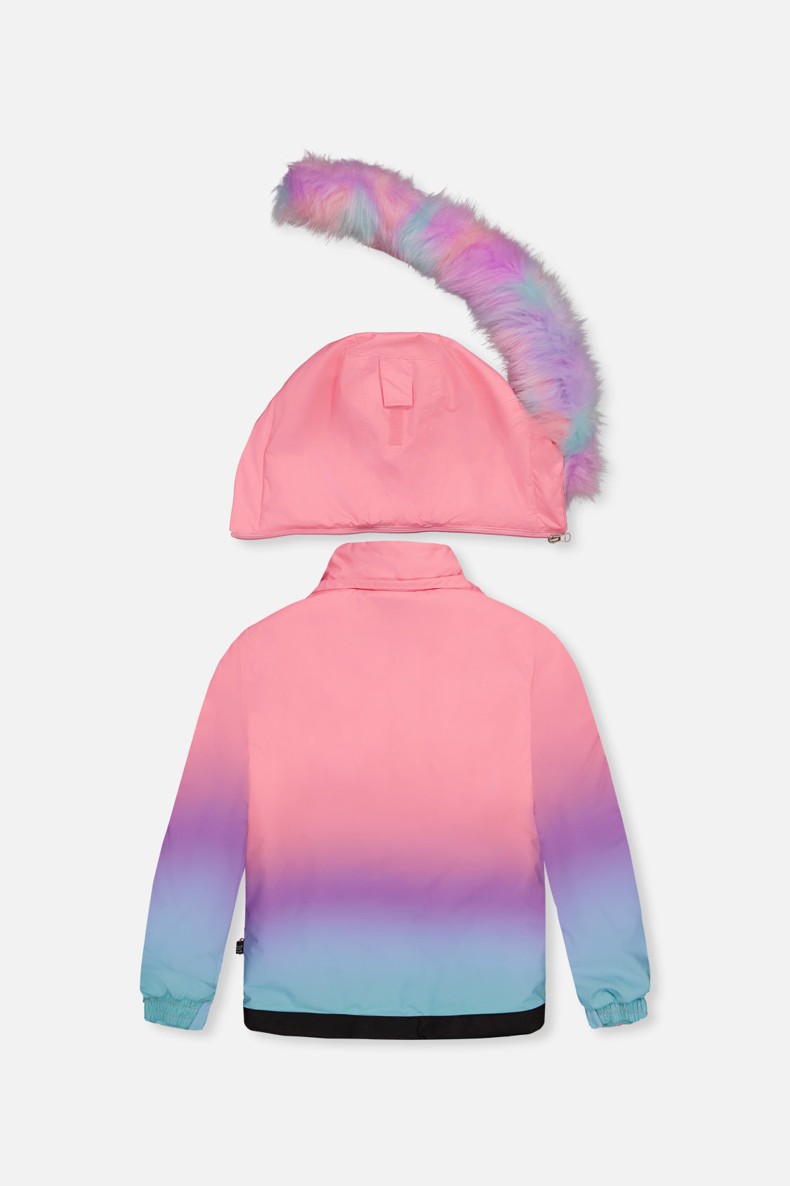 Deux par Deux pink-to-blue gradient PLAY snowsuit with floral pants, product photo 3