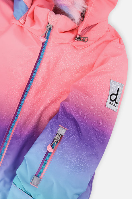 Deux par Deux pink-to-blue gradient PLAY snowsuit with floral pants, product photo 8