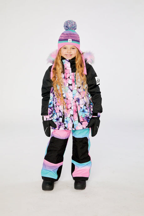 Two Piece Play Snowsuit Purple Floral Print With Gradient Pants-1