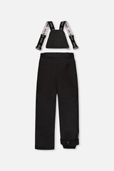 Back view of the black snow bib pants with reinforced seat