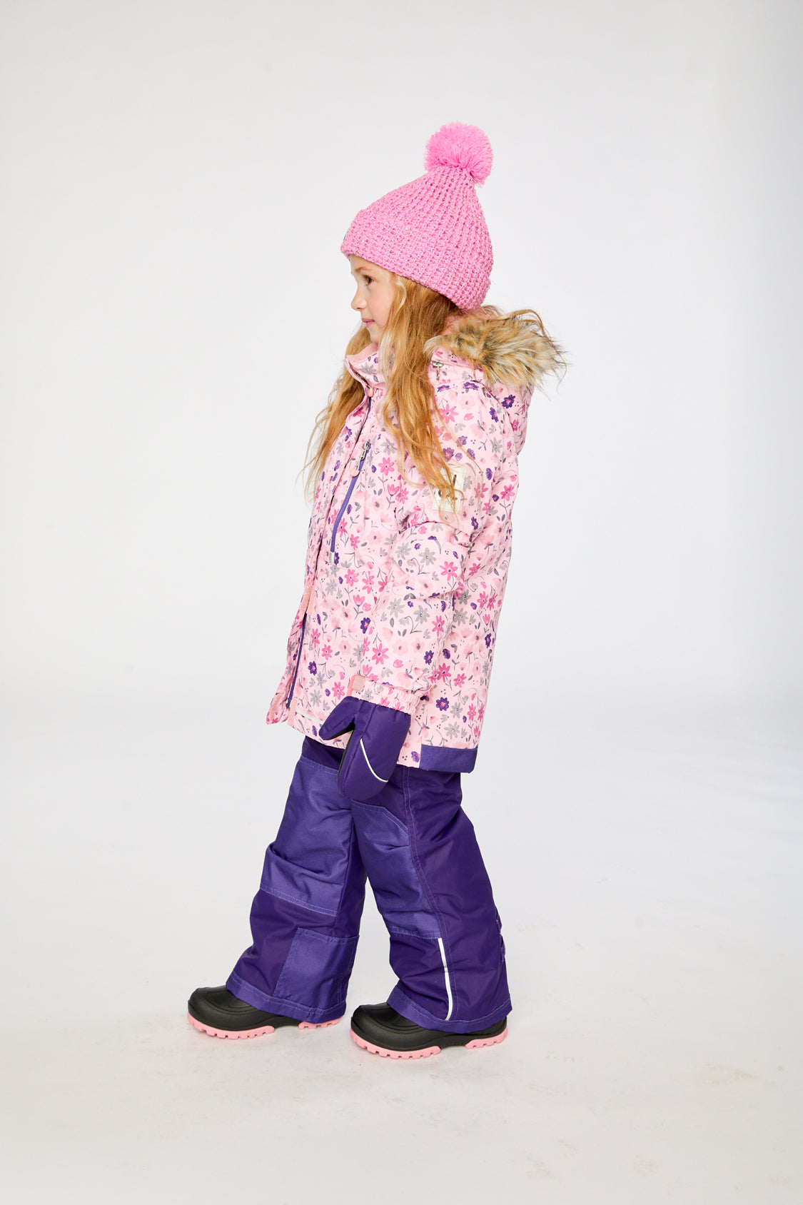 Two Piece Play Snowsuit Pink Mini Flower Print-2