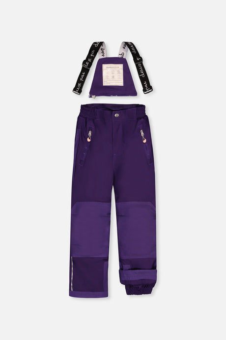 Deux par Deux girls' PLAY snowsuit with pink mini flower jacket and navy snow pants, additional product view
