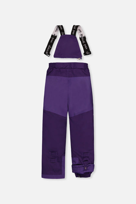 Deux par Deux girls' PLAY snowsuit with pink mini flower jacket and navy snow pants, additional product view