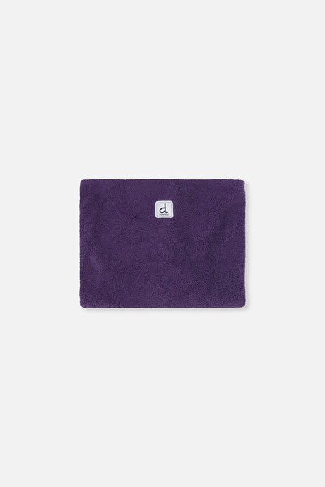 Purple polar fleece neckwarmer included with the Deux par Deux PLAY snowsuit