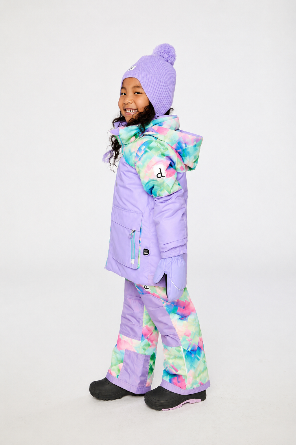 Two Piece Play Snowsuit Multicolored With A Diamond Pattern-1