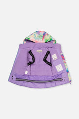 Deux par Deux girls' PLAY snowsuit with multicolored diamond-print snow pants, additional angle