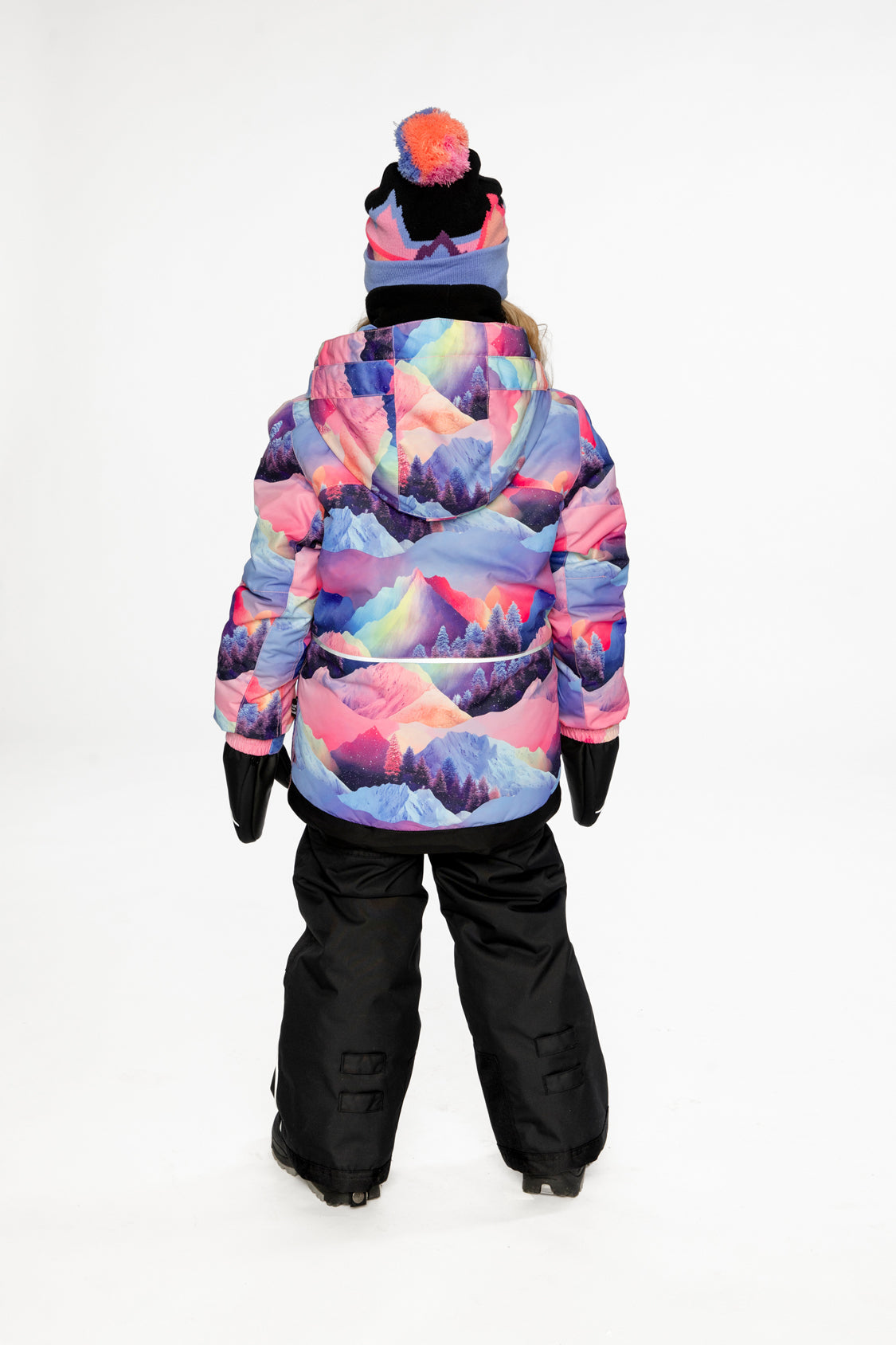 Two Piece Play Snowsuit Pink Mountain Print With Black Pants-3