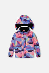Two Piece Play Snowsuit Pink Mountain Print With Black Pants-4