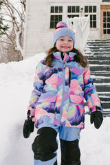 Two Piece Play Snowsuit Pink Mountain Print With Blue Pants-1