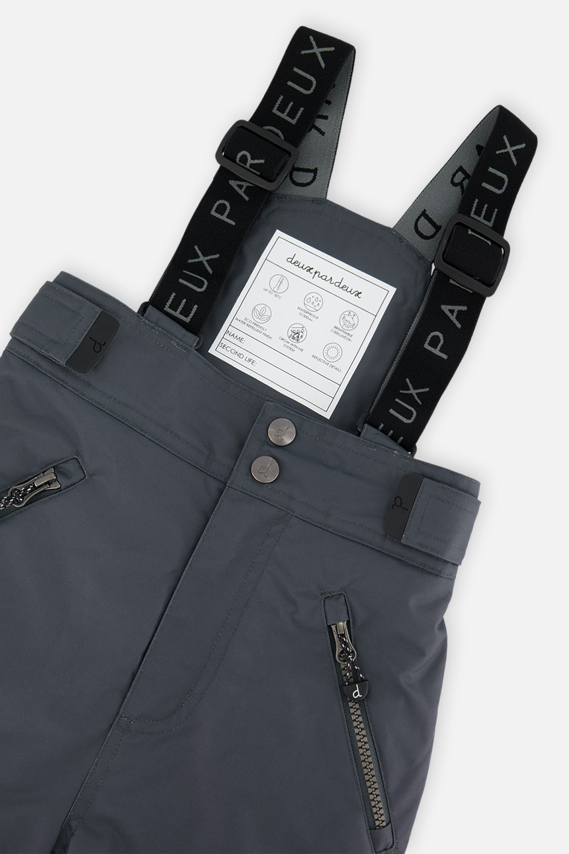 Deux par Deux cool dark grey PLAY snow pants, alternate view
