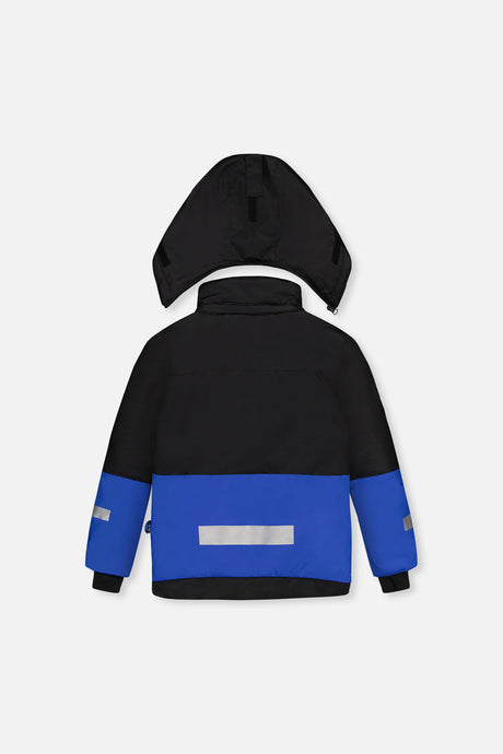Deux par Deux boys' TEKNIK two-piece snowsuit in royal blue and red, alternate view