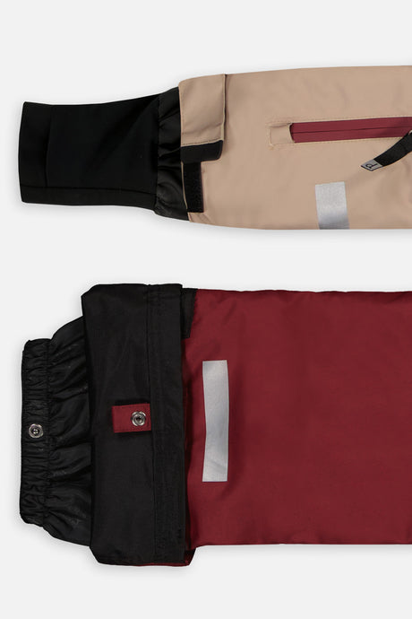 Deux par Deux TEKNIK two-piece snowsuit, black, beige and burgundy, alternate view 7