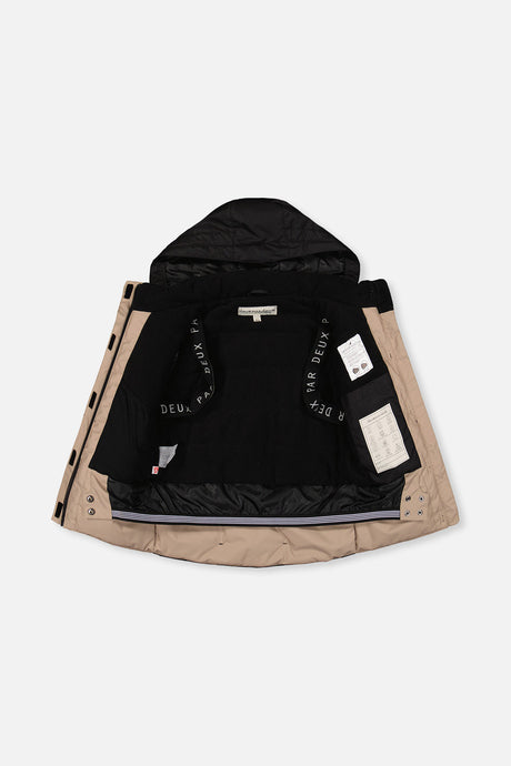 Deux par Deux TEKNIK two-piece snowsuit, black, beige and burgundy, alternate view 1