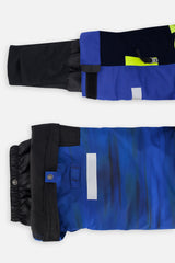 Deux par Deux boys' TEKNIK two-piece snowsuit in royal blue and yellow, another product angle