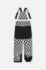 Deux par Deux boys' TEKNIK snowsuit with black jacket and white checkered snow pants, alternate angle