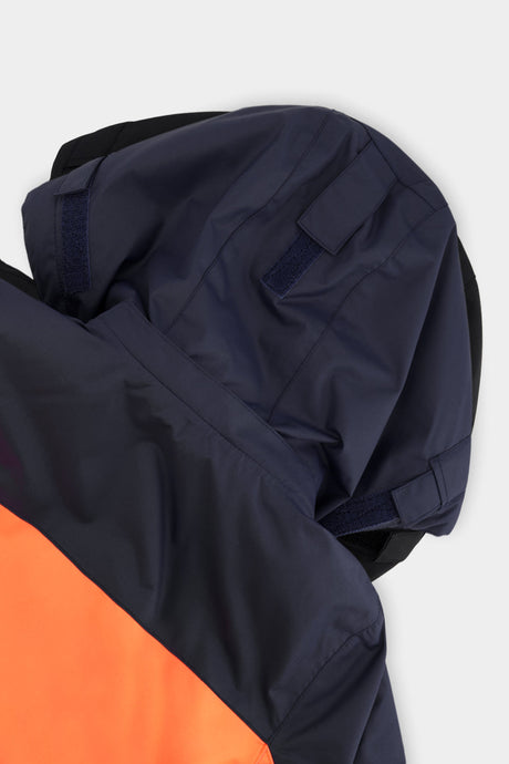 Deux par Deux boys' Teknik one-piece snowsuit in bright orange and blue – product view 4