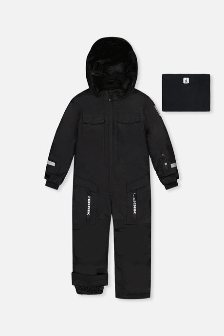 Deux par Deux kids' Teknik one-piece snowsuit in black – main product photo