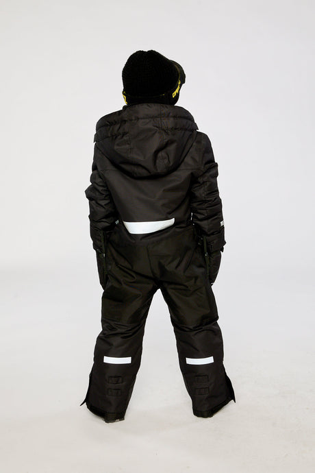 Deux par Deux kids' Teknik one-piece snowsuit in black – worn by child model, photo 3