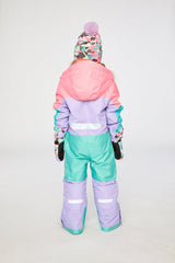 Kids One Piece Teknik Snowsuit Lavender Turquoise And Orange-3