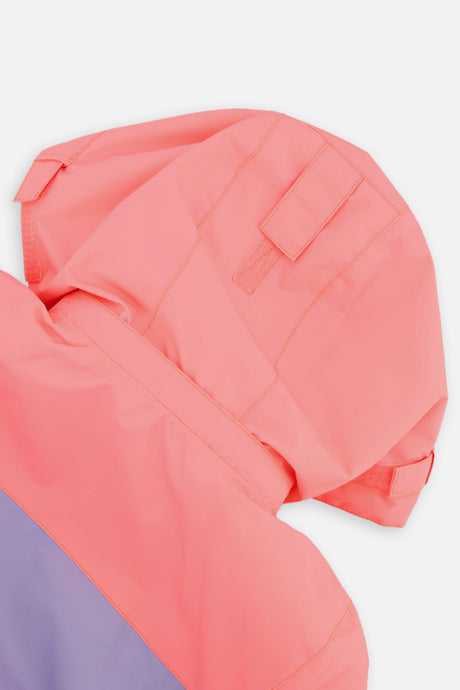 Deux par Deux lavender, turquoise and orange Teknik one-piece snowsuit, detail view 2