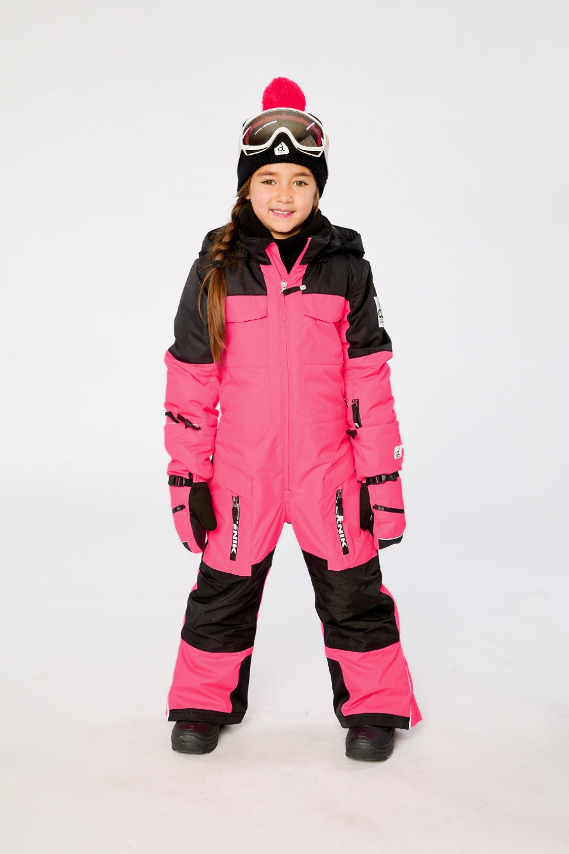 Kids One Piece Teknik Snowsuit Bright Pink-1