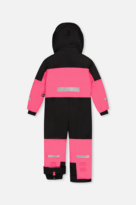Deux par Deux bright pink Teknik one-piece snowsuit, back view