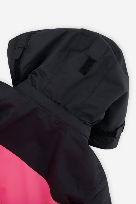 Deux par Deux bright pink Teknik one-piece snowsuit, detail view 3