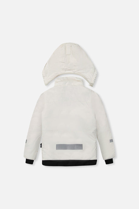 Deux par Deux girls' Teknik two-piece snowsuit, off-white and pink with black pants – product view 3