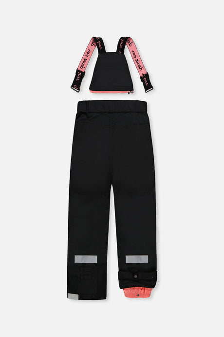 Deux par Deux girls' Teknik two-piece snowsuit, off-white and pink with black pants – product view 6