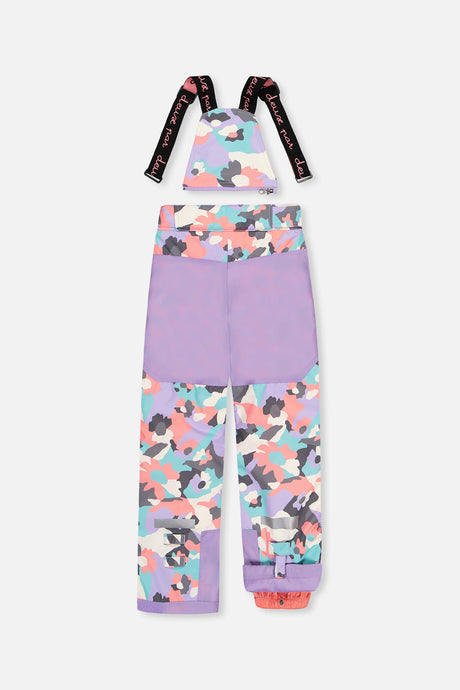 Deux par Deux girls' Teknik two-piece snowsuit in turquoise, orange and mauve – product view 6