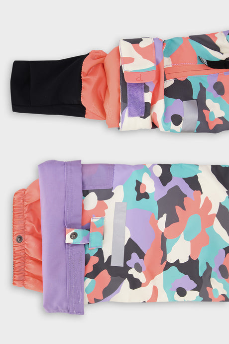 Deux par Deux girls' Teknik two-piece snowsuit in coral camouflage – product view 11