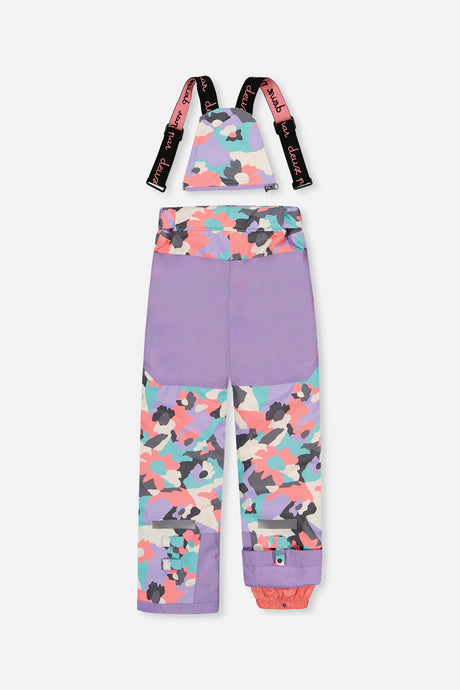 Deux par Deux girls' Teknik two-piece snowsuit in coral camouflage – product view 5