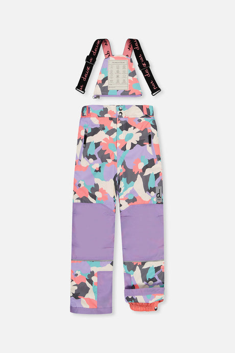 Deux par Deux girls' Teknik two-piece snowsuit in coral camouflage – product view 6