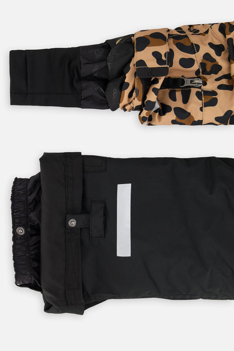 Deux par Deux girls' Teknik two-piece snowsuit in brown leopard print – product view 11